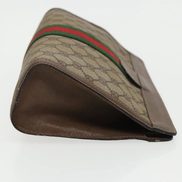 GUCCI GG Supreme Web Sherry Line Clutch Bag PVC Beige 84 014 2125 28 Auth th5404 - Picture 4 of 16